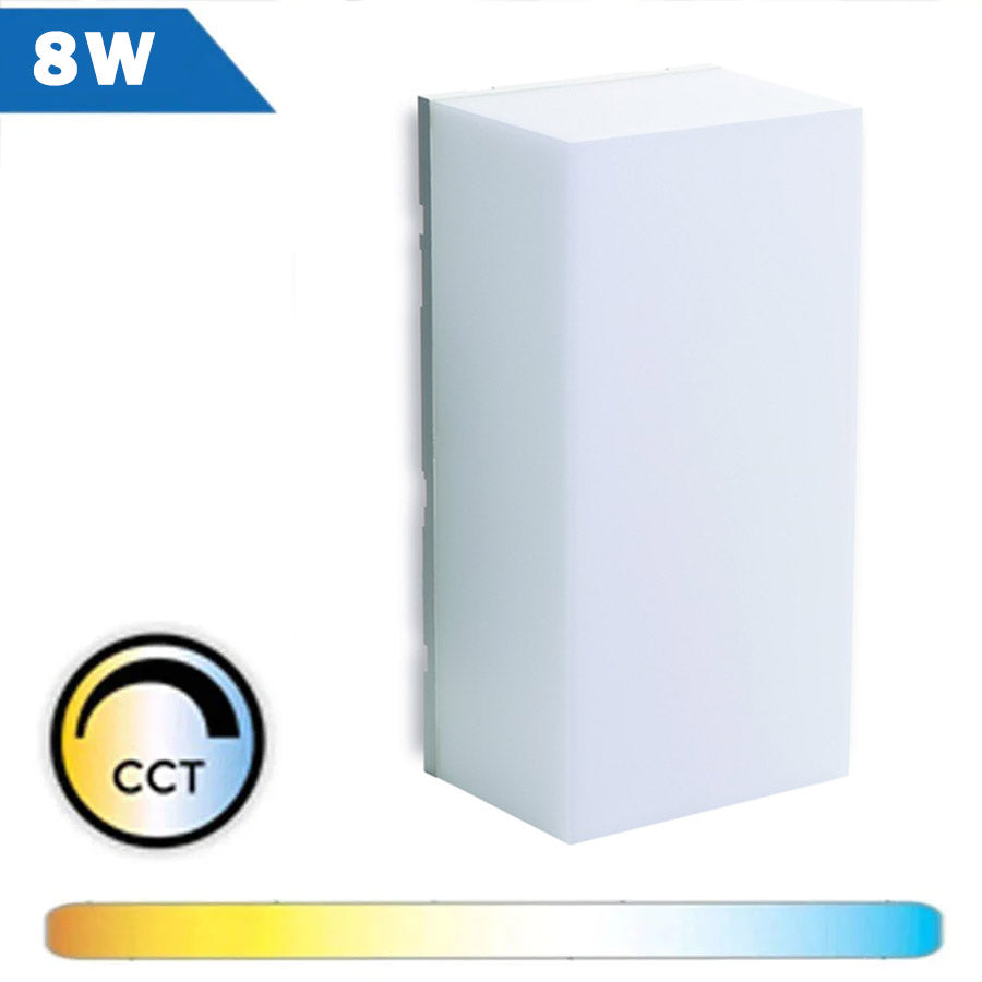 Aplique LED rectangular CCT 8W para exterior IP65