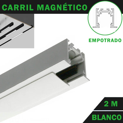 Carril Magnético 2 Metros para Empotrar Color Blanco
