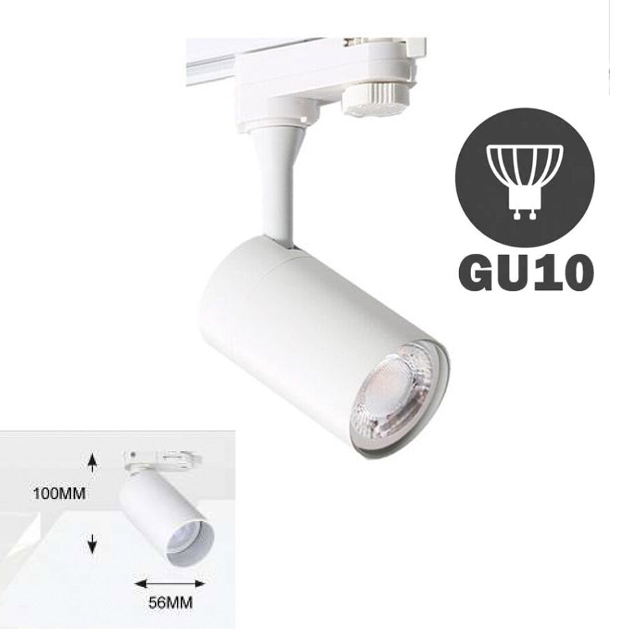 Foco Carril Trifásico Blanco Tubo para GU10