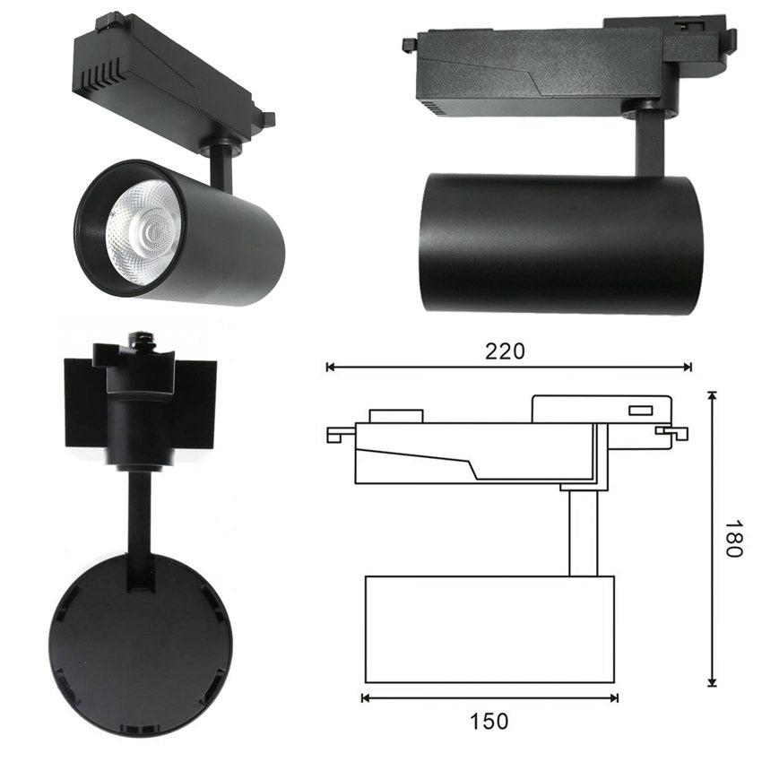 Foco LED Negro Monofásico 30W 36º
