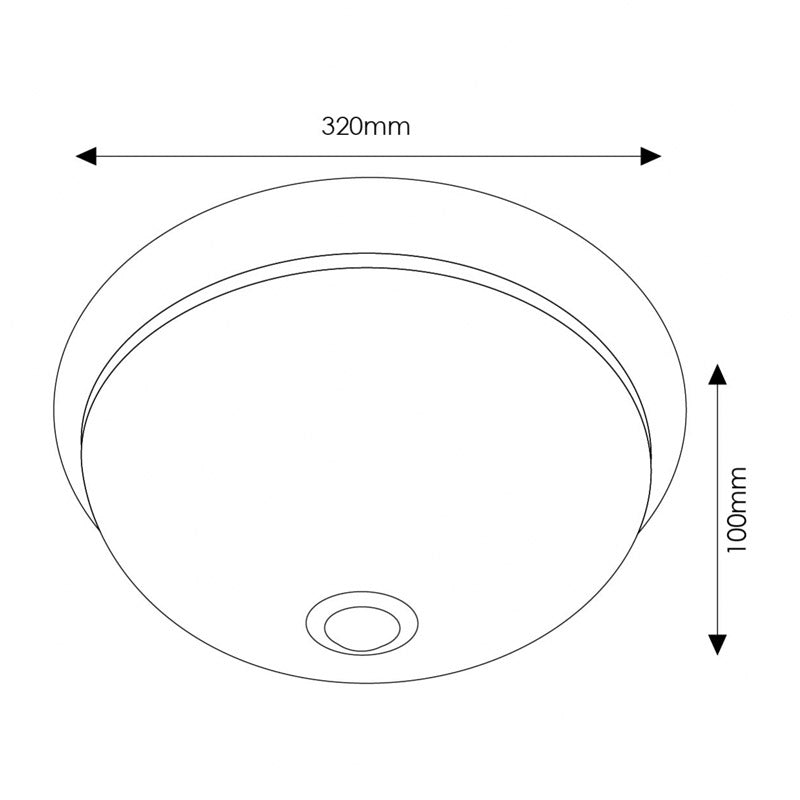 Plafón 2xE27 320mm Detector Movimiento Superficie Redondo