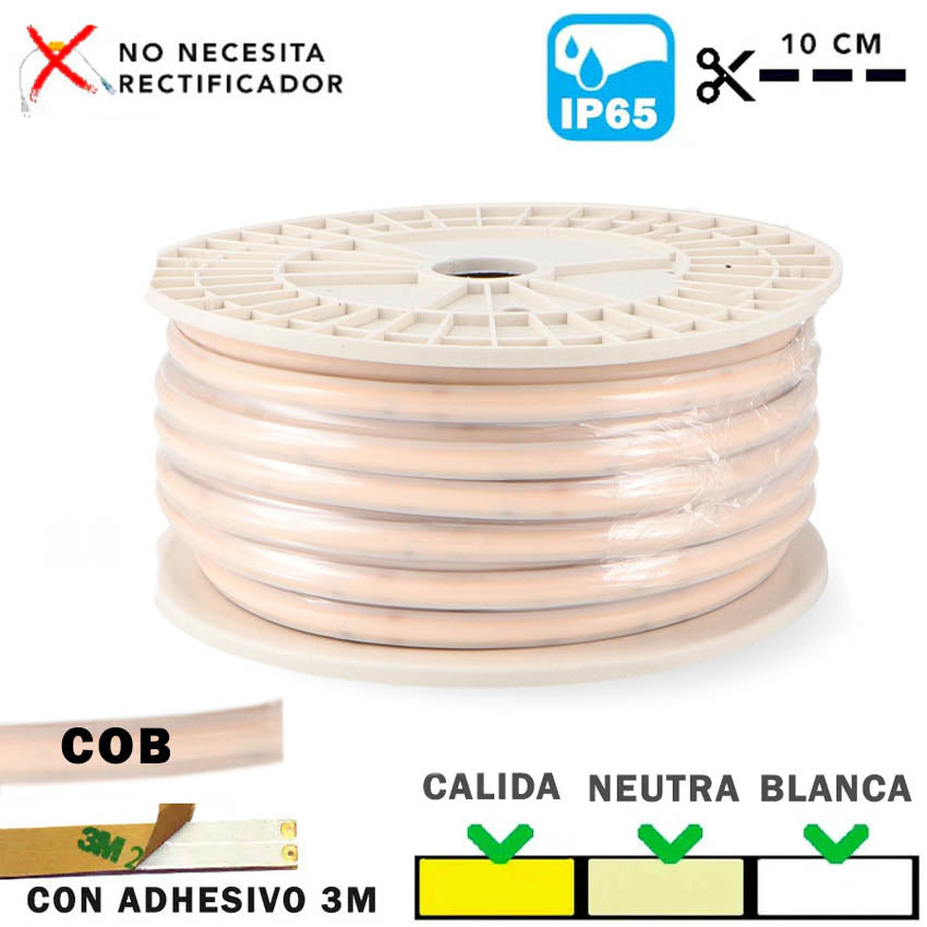 Tira LED 220V CB IP65 10W/m LEDs COB por Metro