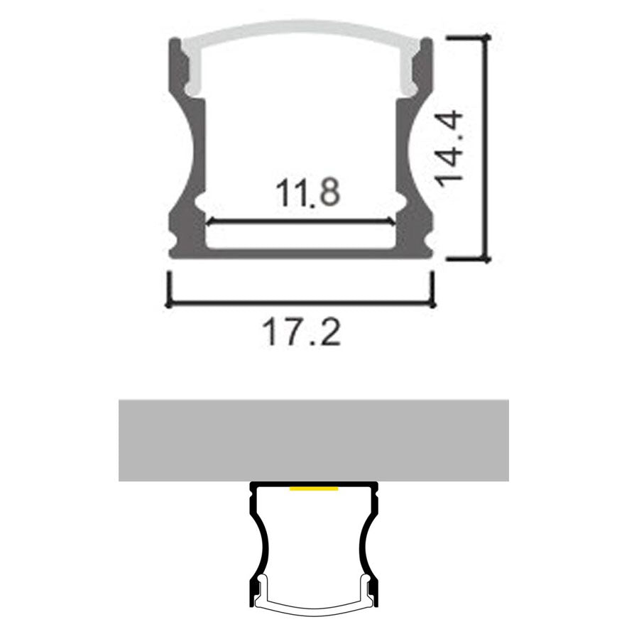 Perfil Aluminio Alto Black para Tiras LED