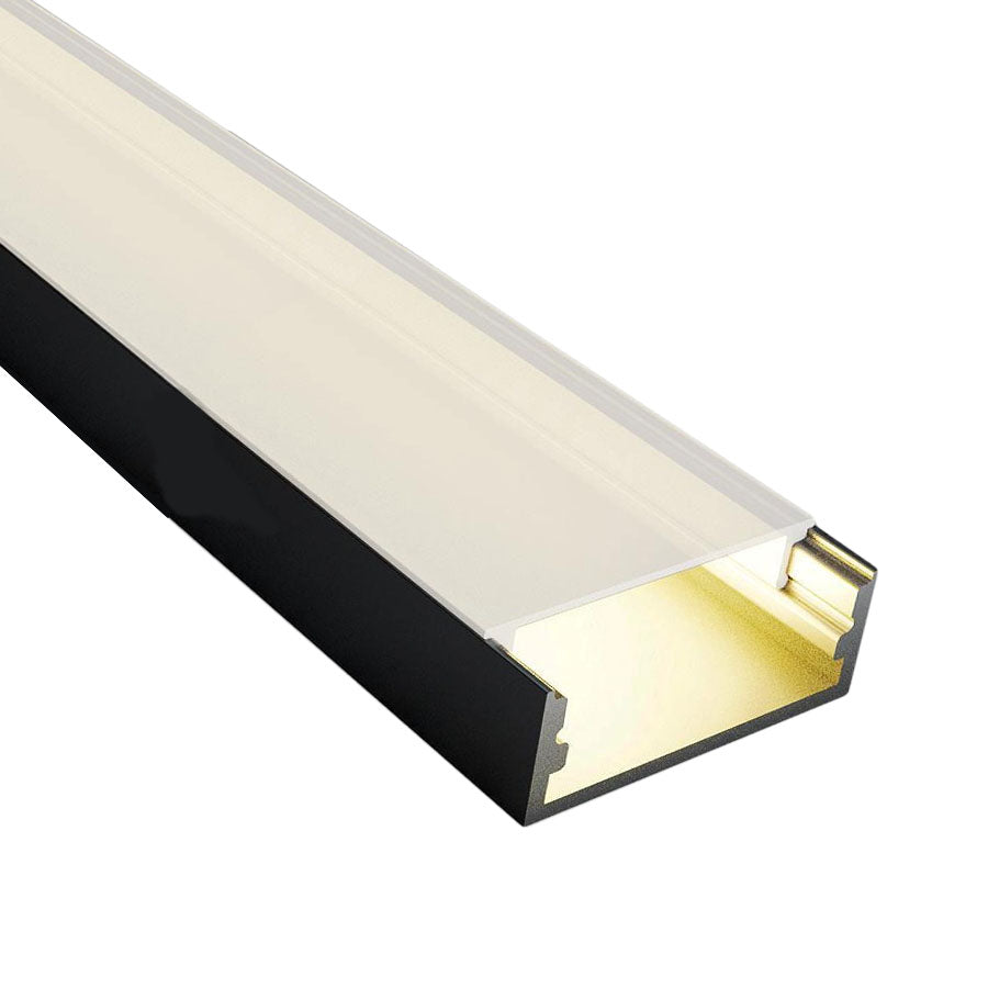  HAMRVL Paquete de 6 difusores de canal LED de 11.8 in de  aluminio negro con cubierta blanca Mliky en forma de U de 0.677 x 0.276 in,  tira de luz LED