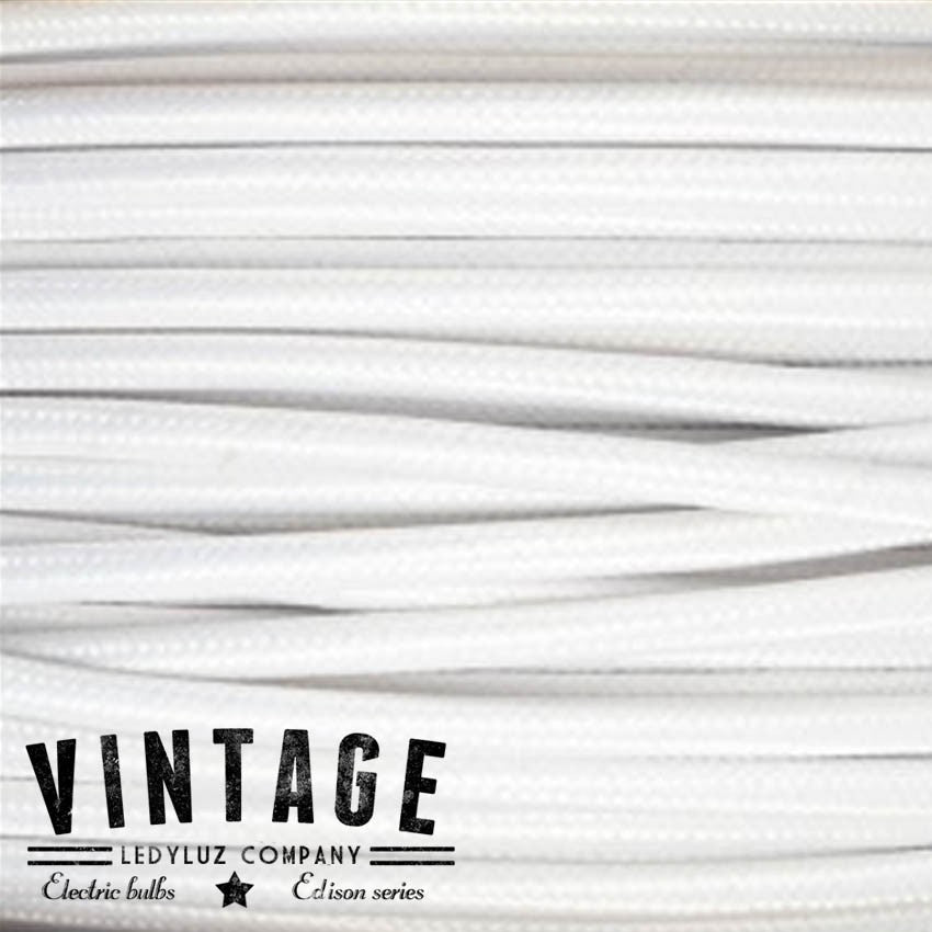 Metro Cable Cordón Textil Tela Liso Blanco