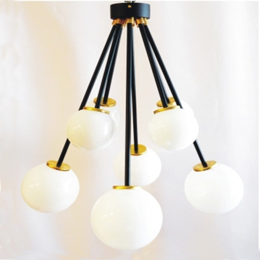 Lámpara Techo Plafón Vintage 8 Luces E27 con Bola Opal