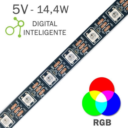 Tira LED Digital 5V 14,4W 60LEDs/m IP20 RGB Pixel
