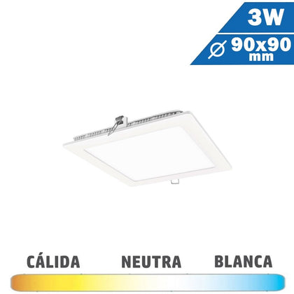 Panel LED Cuadrado Blanco 3W 90 x 90mm