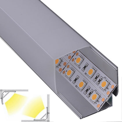 Perfil Aluminio Esquina Grande Difusor Cuadrado Tiras LED
