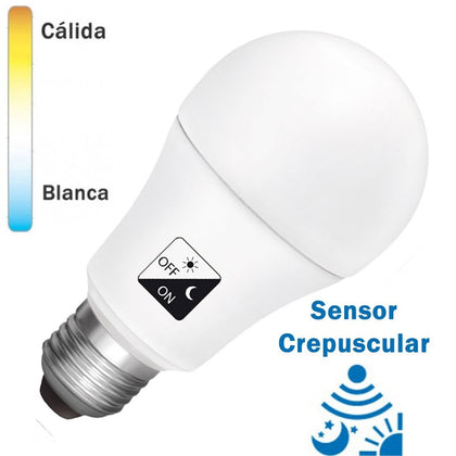 Bombilla LED E27 con Sensor Crepuscular 10W