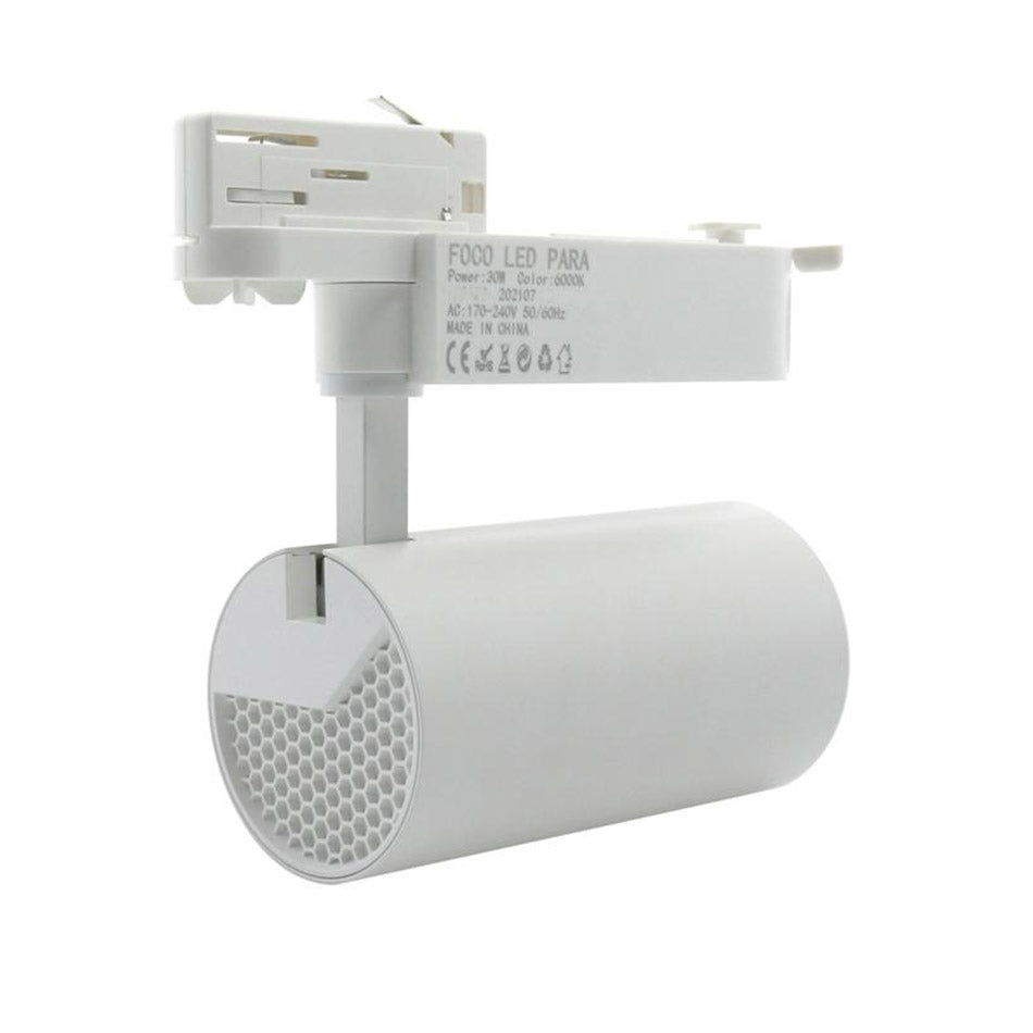 Foco Carril Trifásico LED Blanco 30W Orientable Eco
