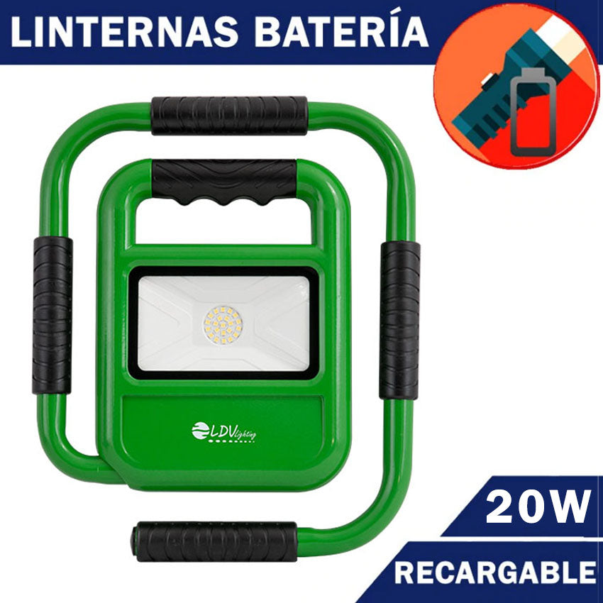Proyector LED 20W con Batería Recargable y Soporte USB