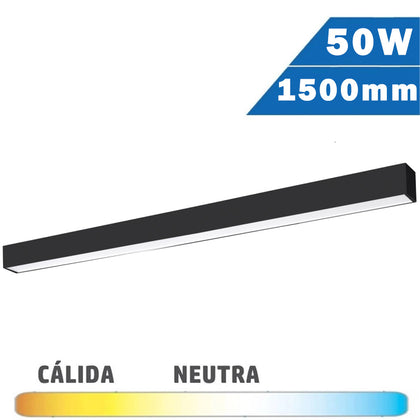 Luminaria LED Lineal Superficie Negra 50W 1500mm