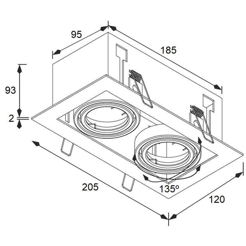 Kardan técnico de 2 luces en color gris y del interior negro.