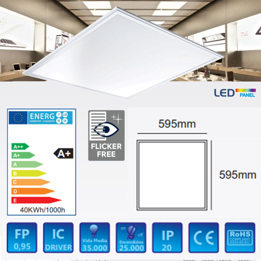 Panel LED 600x600mm 40W Anti Deslumbramiento UGR Especial Oficinas – LedyLuz