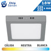 Plafón LED Superficie Cuadrado Plata 18W 225x225mm Sanan