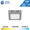 Plafón LED Superficie Cuadrado Plata 6W 120x120mm Sanan