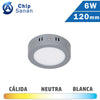 Plafón LED Superficie Plata 6W 120mm Chip Sanan