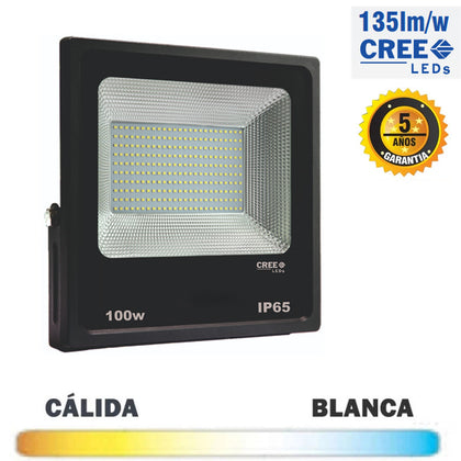 Proyector LED 100W CREE Negro Exterior 135Lm/W