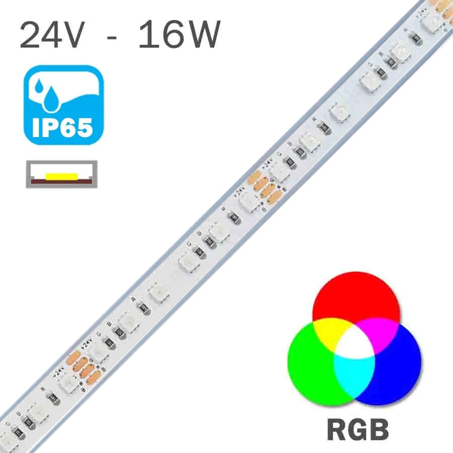 TIRA LED RGB 120 LEDs 24V 16W ALTA LUMINOSIDAD IP65 EXTERIOR – LedyLuz