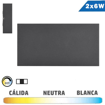 Aplique para exterior color grafito de 2 x 6w LED IP54