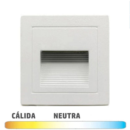 Baliza de pared con caja color blanco 2W LED en luz cálida o neutra.