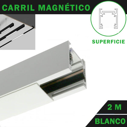 Carril Magnético 2 Metros para Iluminación Color Blanco