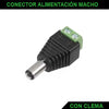 Conector macho de tipo jack con clema trasera + y -