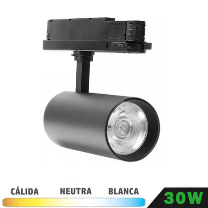 Foco Carril ML Trifásico LED Negro 30W