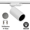 Foco Carril Trifásico Blanco Cilindro Mini para GU10