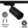 Foco Carril Trifásico Negro Cilindro Mini para GU10