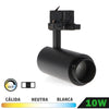 Foco Carril Trifásico LED Negro 10W Zoom EC Orientable CCT