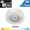 Foco muebles blanco 3W redonda 70mm empotrar LED.