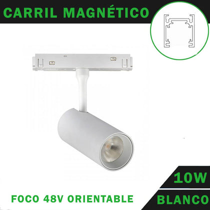 Foco Carril Magnético 48V 10W Orientable Color Blanco