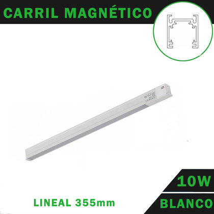 Foco Carril Magnético 48V 10W Lineal 355mm Continuo Color Blanco