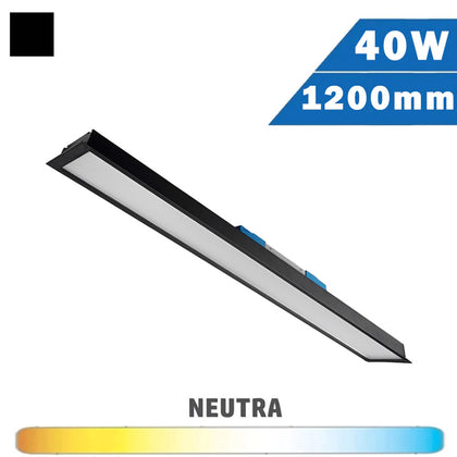 Luminaria Empotrar LED Lineal Negra 40W 1200mm