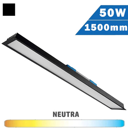 Luminaria Empotrar LED Lineal Negra 50W 1500mm