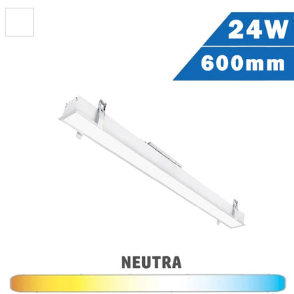 Luminaria Empotrar LED Lineal Blanca 24W 600mm