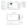 Medidas y datos de DMX512 del controlador 4 x 8A 12V y 24V.