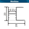 Perfil Aluminio Empotrar para Iluminación en Muebles Barra 2 Metros