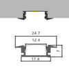 Perfil Aluminio Empotrar Aletas Micro Black para Tiras LED