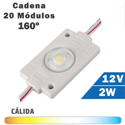 Cadena de módulos LED 12V 2W en luz cálida