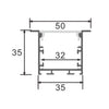 Perfil Aluminio Aletas Empotrar Grande 50x35 Tiras LED