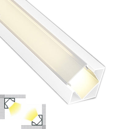 Perfil Aluminio Esquina Recto Tiras LED Color Blanco