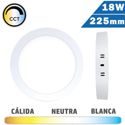 Plafón LED Superficie Blanco 18W 225mm CCT