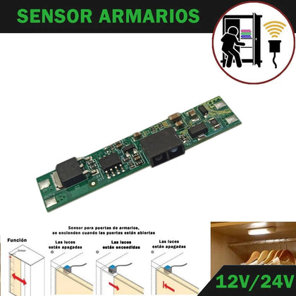 Sensor interruptor de perfiles de aluminio para tiras de LED en puertas.