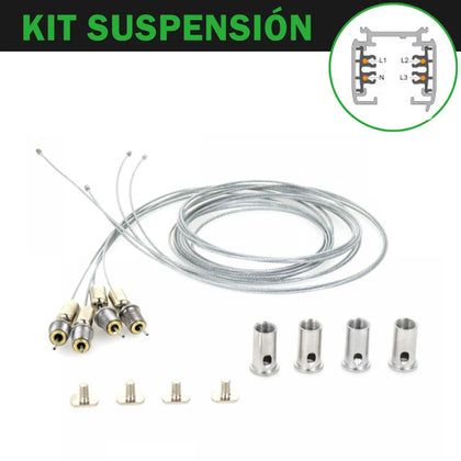 Kit de suspensión para carriles trifásicos con tensores.