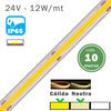 Rollo de 10 metros de tira LED COB IP65 con funda luz cálida o neutra