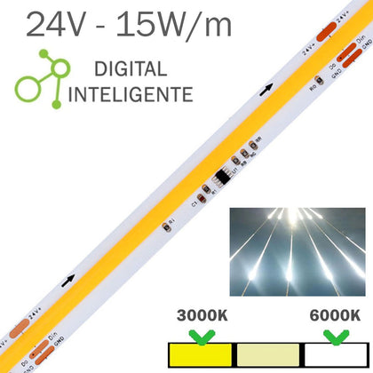 Tira LED Digital 24V 15W COB IP20 Pixel Monocolor Rollo 5 Metros