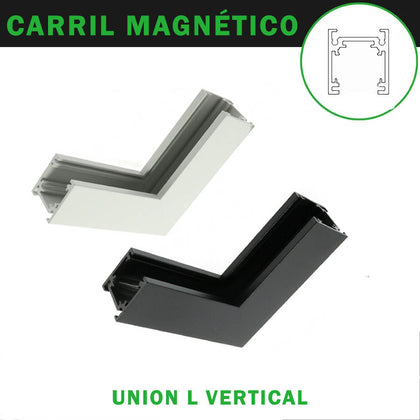 Unión L Vertical para Carril Magnético Superficie Blanco / Negro